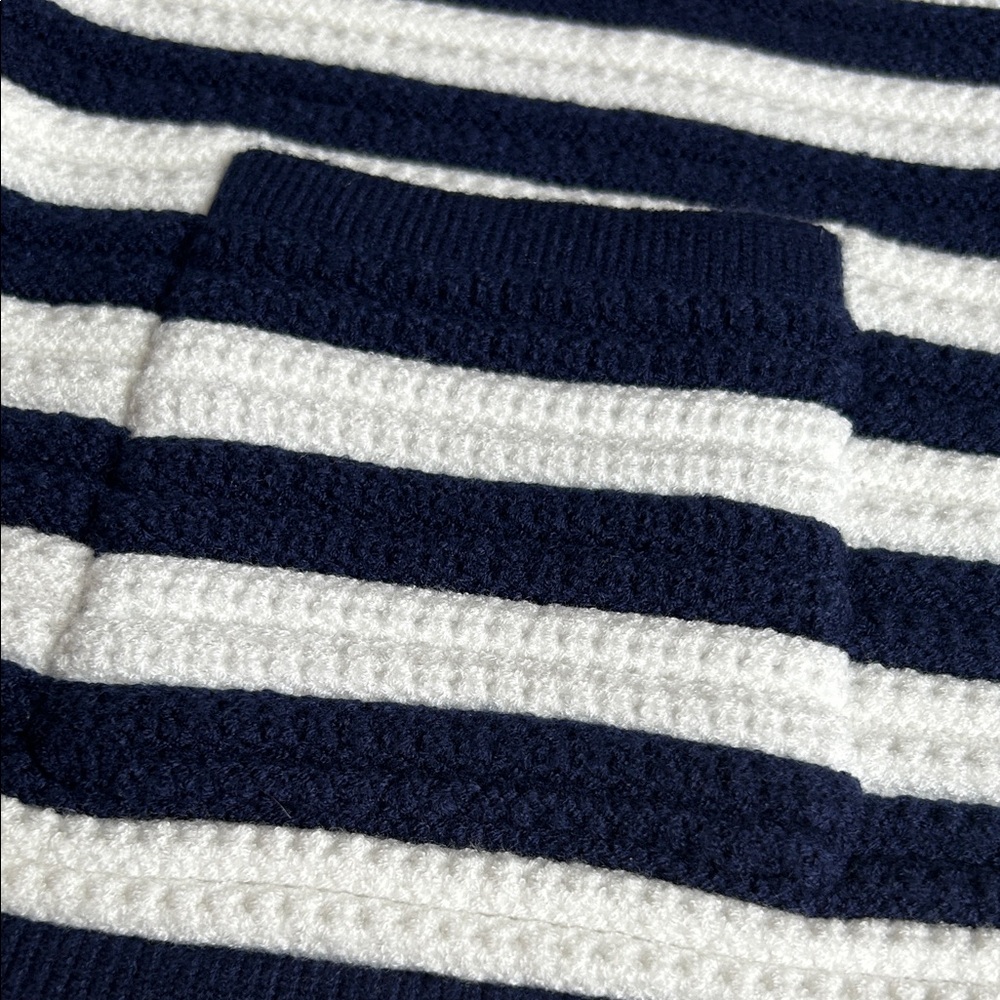 Joie Navy and White Striped Knit Button Front Vest - Picture 5 of 8